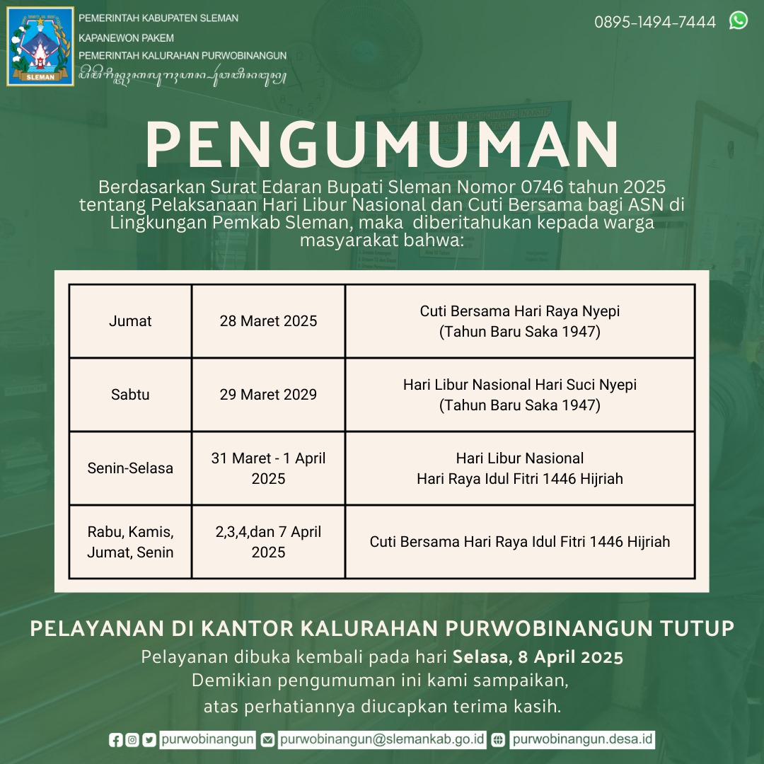 pengumuman pelayanan